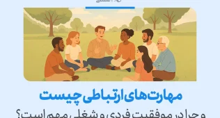 تصویر یک گروه از افراد در حال گفتگو است که نشان‌دهنده اهمیت مهارت‌های ارتباطی در موفقیت فردی و شغلی است.