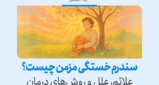 شخصی آرام زیر درخت در طبیعت نشسته و با آرامش به آسمان نگاه می‌کند و مفهوم رهایی ذهنی در سندرم خستگی مزمن را نشان می‌دهد.